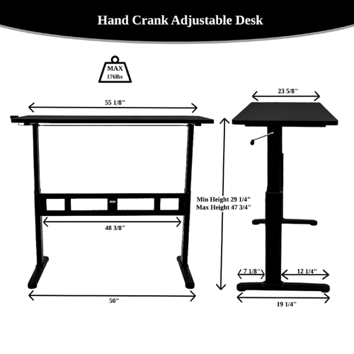 ErgoMax 45" Adjustable Crank Desk ABC102BKTT