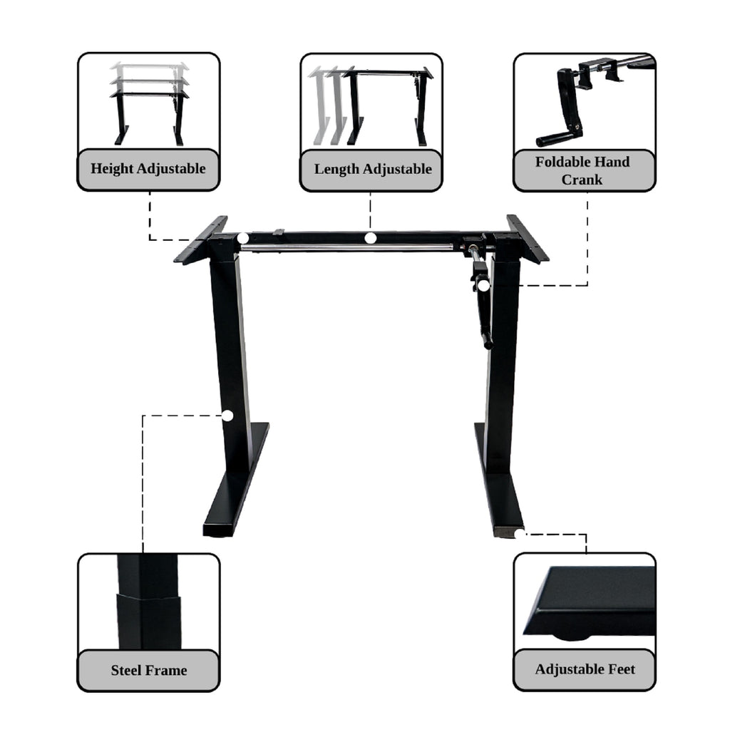 ErgoMax 48.56" Adjustable Crank Desk Frame ABC256