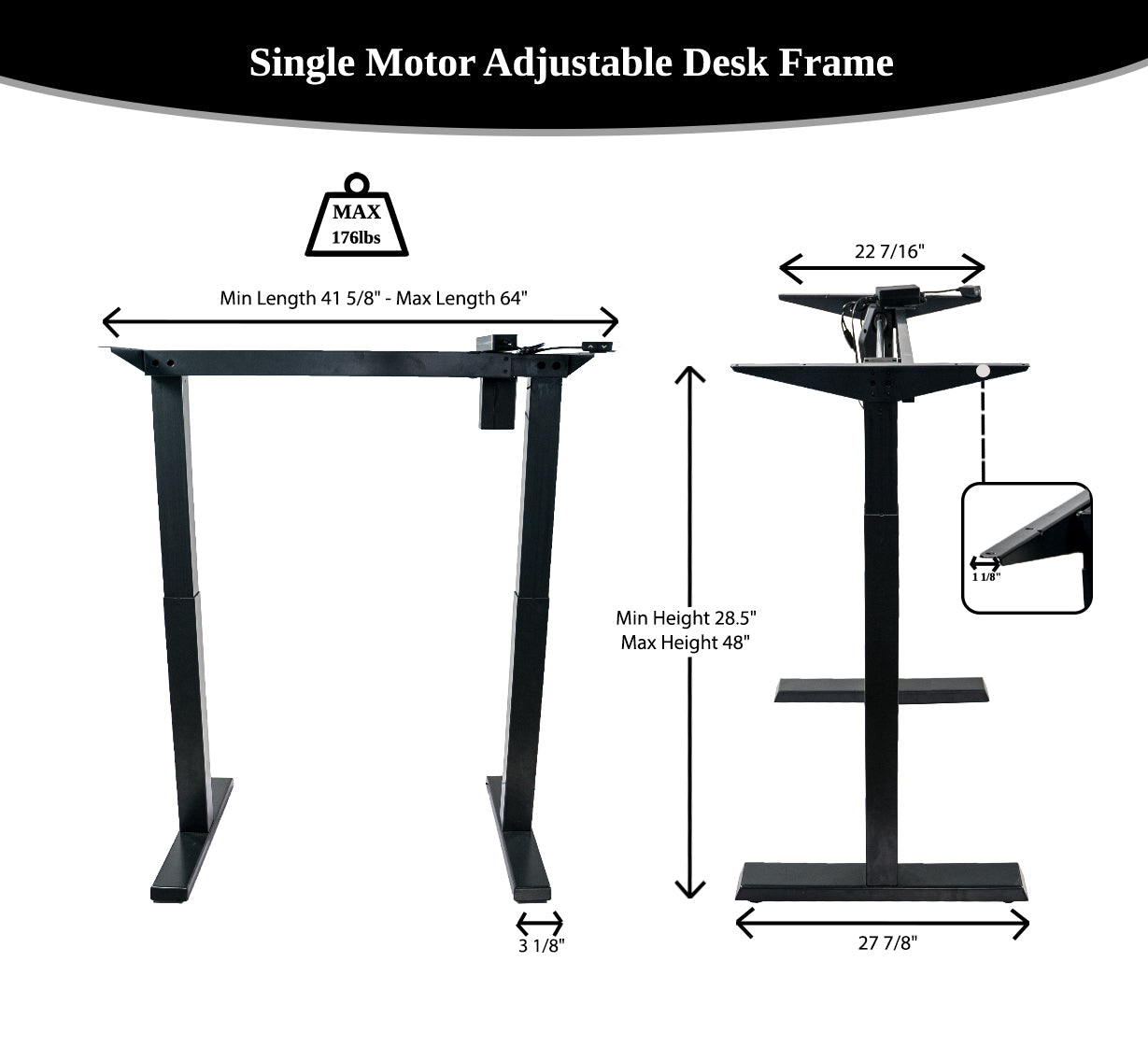 ErgoMax 48" Adjustable Motorized Desk Frame ABC360