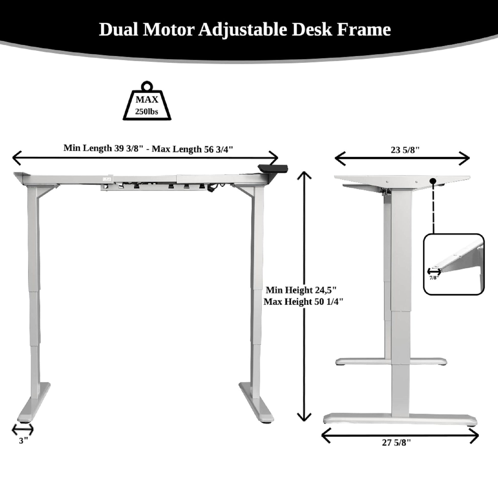 ErgoMax 50" Dual Motorized Adjustable Desk Frame ABC592