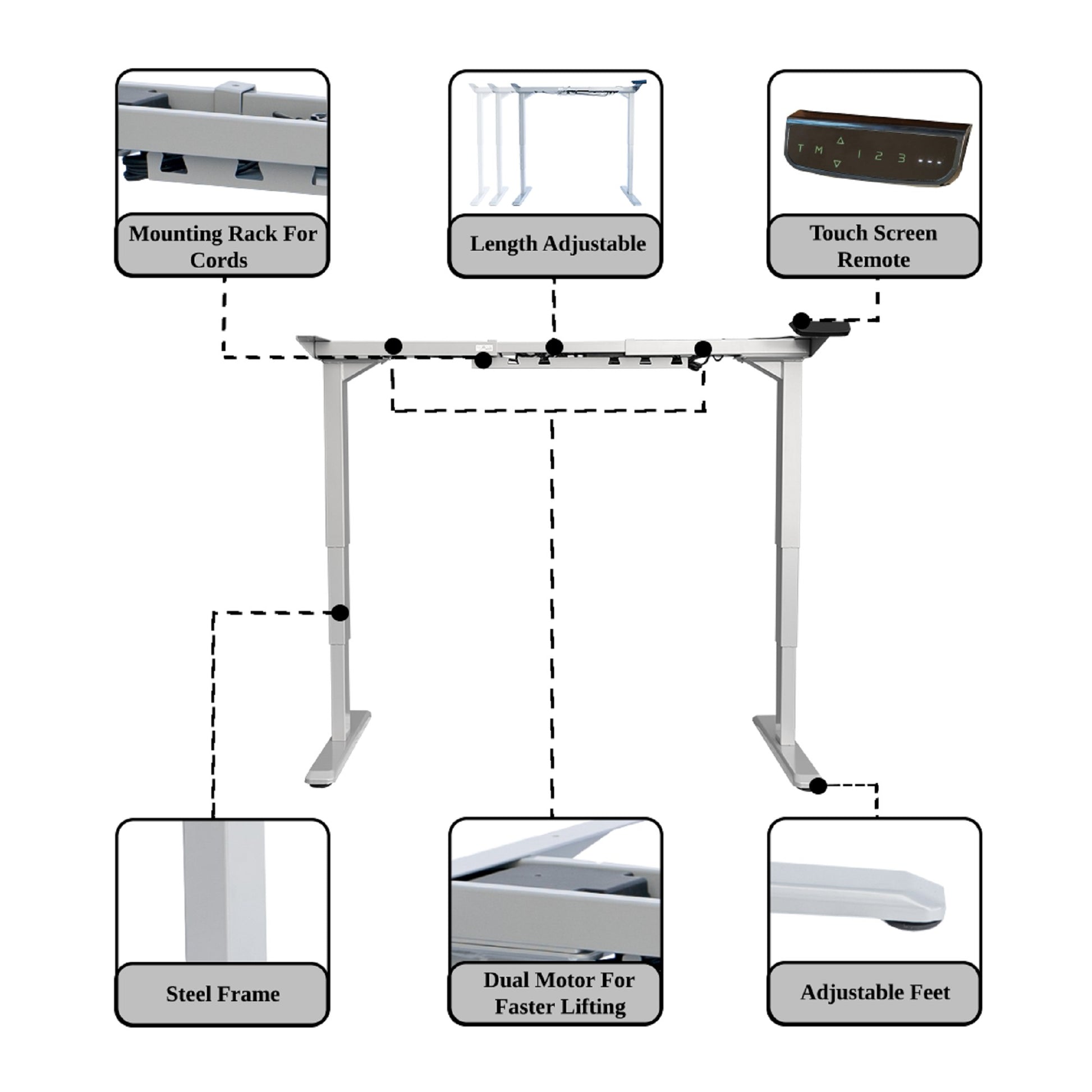 ErgoMax 50" Dual Motorized Adjustable Desk Frame ABC592